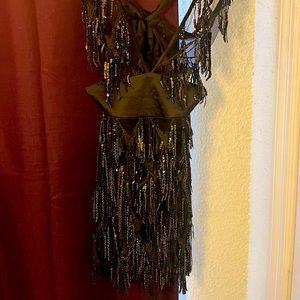 Fashion Nova black see through dress dangling sparkles.